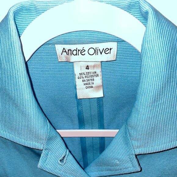 Andre Oliver Fashion Jacket Women’s Size 4 Blue Button Up Pockets - Picture 2 of 12